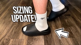 YEEZY SLIDE SIZING GUIDE 2023 Yeezy Slide Onyx Full Review amp Try On [upl. by Harwill119]