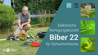 Effektive Reinigung mit der elektrischen Reinigungsbürste Biber 22  Schwimmteich amp Granittreppe [upl. by Ellenet598]