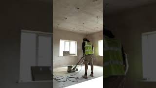 Anhydrite screed laitance removal  floor abrasion  create key [upl. by Leuamme]