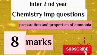 INTER SECOND YEAR IMP 8 MARKS  MANUFACTURE OF AMMONIA FROM HABERS PROCESS TSAP [upl. by Ellednahs734]