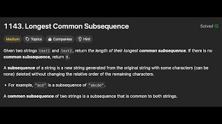 Leetcode 1143 Longest Common Subsequence  LCS  Recusive Memoization  C  ✅ Easy Explained [upl. by Nogam809]