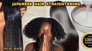 The results were unexpected😯 I tried viral Japanese straightening hair treatment on my type 4 hair [upl. by Asatan]