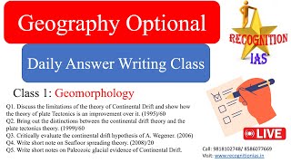 Daily Answer Writing Class 01 l Geomorphology l UPSC 2025 l Geography Optional [upl. by Arag]