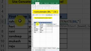 Concatenate  Excel Formula  Excel Trick asmr exceltips viralvideo video gaming shorts [upl. by Anuaf]