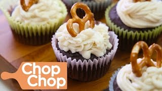 Salted Caramel Pretzel Cupcakes  Chop Chop [upl. by Haddad]