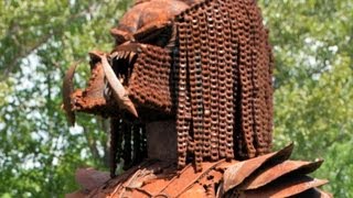 Sculptures from scrap metal Predator Thailand [upl. by Cas]