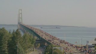 35000 take to Michigan bridge for annual Labor Day walk [upl. by Perlis]