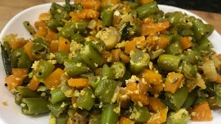 Carrot Beans Recipe 🥕carrot beans fry how to make carrot beans poriyalporiyal Recipe [upl. by Anyaled]