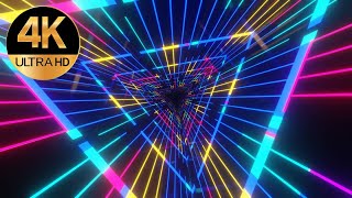 10 Hour 4k TV VJ Loop Tringle Relaxing Neon tunnel Live wallpaper No sound Abstract art Video [upl. by Haridan514]