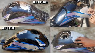 HF Deluxe Bike Fuel Tank Repaint  Motorcycle Petrol Tanki Painting  Qamar Bike Restoration [upl. by Euqininod]