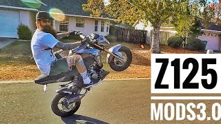 Kawasaki Z125 WHEELIES amp Mods 30 [upl. by Eanom]