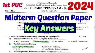 1st PUC English Midterm Exam Question Paper Key Answers 2024 Karnataka [upl. by Safire]