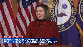 Nancy Pelosi confronts President Biden says shes worried hes dragging down party [upl. by Dnalyag172]