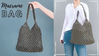 DIY  Macrame net bag  tote bag  Macame tutorial 7 [upl. by Salkcin165]