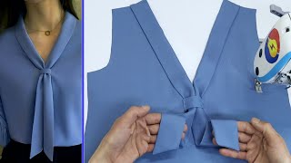 ✅🌺Best Way To Sewing Beautiful Collar V neck in Just 10 Minutes Sewing for Beginners [upl. by Cooperman]