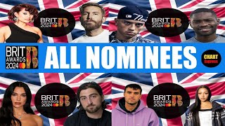 BRIT AWARDS 2024  ALL NOMINEES  44th Brit Awards  March 02 2024  ChartExpress [upl. by Hoffman]