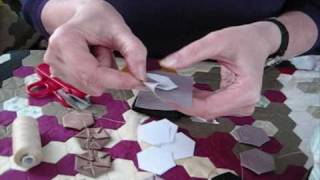 1 Traditional English Hexagon Patchwork Demonstration [upl. by Oidualc]