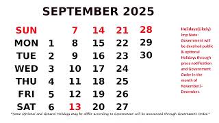 September Calendar 2025 [upl. by Imtiaz868]