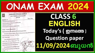 CLASS 6 ENGLISH ONAM EXAM QUESTION PAPER 2024  TODAYS CLASS 6 ENGLISH ONAM EXAM QP  2024 [upl. by Yim780]