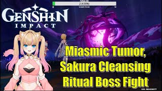 Miasmic Tumor Sakura Cleansing Ritual Boss Fight Milameowz  Genshin Impact [upl. by Ynomrah]