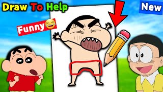 Draw To Help Shinchan and Nobita 😱  Funny Game 😂 [upl. by Delbert134]