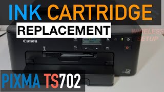 Canon PIXMA TS702 Ink Cartridge Replacement [upl. by Aronael]