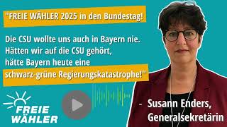 „FREIE WÄHLER 2025 in den Bundestag“  Susann Enders [upl. by Cassil118]