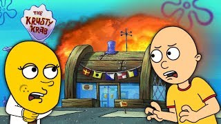 Caillou Burns Down the Krusty Krab [upl. by Nahsar]