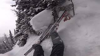 A beginner skier ends up on a black diamond run Sunshine Village Banff [upl. by Nailij]