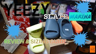 YEEZY SLIDES SLATE MARINA REVIEW amp SIZING GUIDE [upl. by Reece]