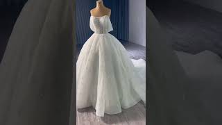 Luxury  Gorgeous White Handmade Beading Pearl Sequins Ball Gown Wedding Dresses [upl. by Bradman231]