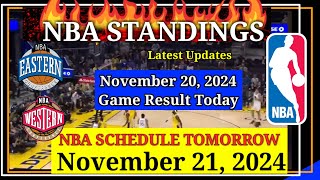 NBA STANDINGS TODAY as of November 20 2024  GAME RESULTS  NBA SCHEDULE November 21 2024 [upl. by Palmer]