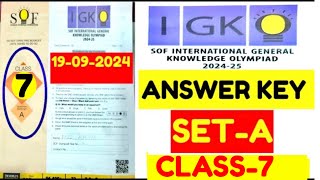 Class 7 IGKO Olympiad Question Paper 202425  SOF IGKO Exam for Class 7 Olympiad Exam Class 7 [upl. by Noyerb610]