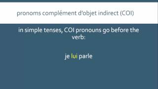 French Indirect Object Pronouns  les pronoms COI [upl. by Jervis]