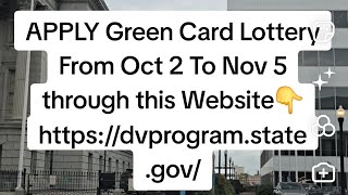 Green Card Lottery Application Dates Dv 2026 [upl. by Stila]