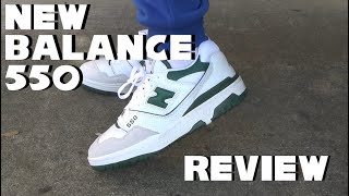 New Balance 550 WhiteGreen Review  Some Outfits [upl. by Nnair12]