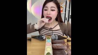 Asmr eating ice cream flavor chocolate Crispy delicious short video [upl. by Harmony]