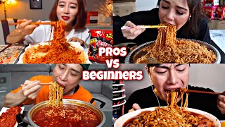 Pros vs Beginners eating spicy noodles [upl. by Adnovaj]