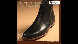 Black Calfskin Calfskin Lining Mens Handmade King Size Chelsea Boots [upl. by Sal]