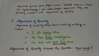 adjectives types and examples  English Grammar [upl. by Nnylidnarb]