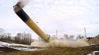 River Station Chimneys  Controlled Demolition Inc [upl. by Larentia]