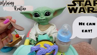 New Baby Yoda Galactic Snackin Grogu Morning Routine [upl. by Ramonda]