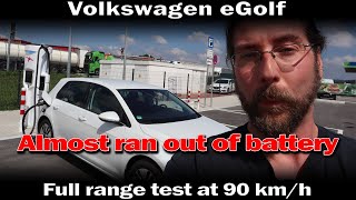 VW eGolf  Full range test at 90 kmh [upl. by Ailedamla]