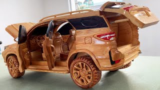 Wood Carving  Toyota Fortuner Legender 2021  Woodworking Art [upl. by Lorens]