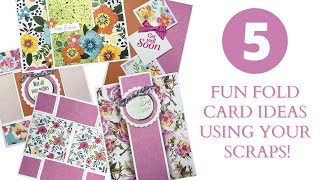 🌟5 Fun Fold Cards🌟 Using Your Paper Scraps [upl. by Enirehs]