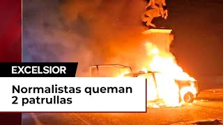 Normalistas retienen a agentes de la Guardia Nacional queman 2 patrullas [upl. by Townie]