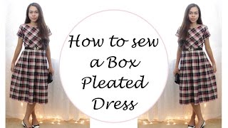 How to sew a Box Pleated Dress Vintage Inspired [upl. by Ailaroc]