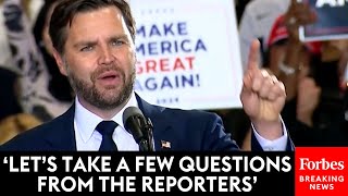 JUST IN JD Vance Takes Multiple Questions From Reporters At PostVP Debate Michigan Campaign Rally [upl. by Erleena]