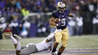 Football Myles Gaskin rushes for four touchdowns in Apple Cup [upl. by Nirrok998]