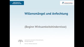 Zivilrecht 9 Willensmängel und Anfechtung von Willenserklärungen [upl. by Friedman]